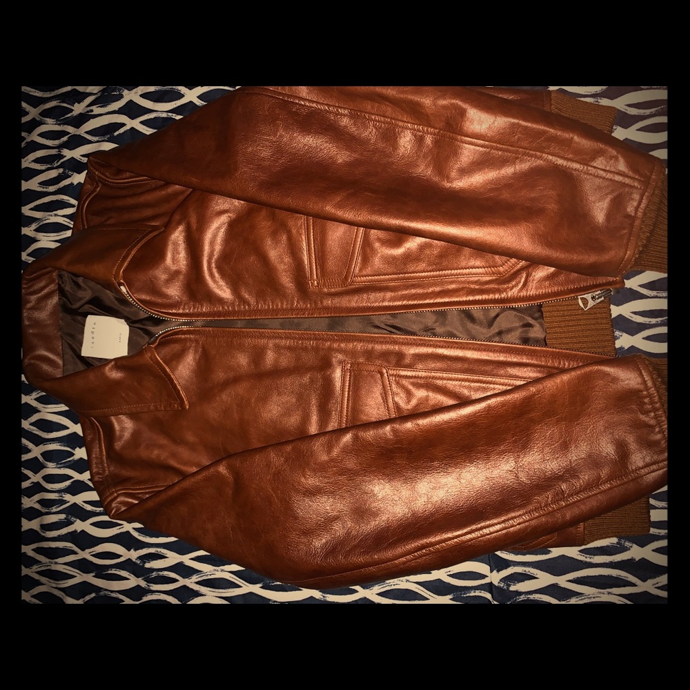 Sandra brown leather bombers jacket